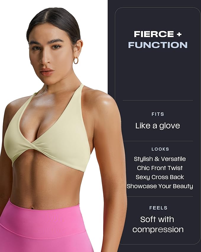 Aoxjox Women's Workout Sports Bras Fitness Metamorph Sienna Twist Bra Yoga Crop Tank