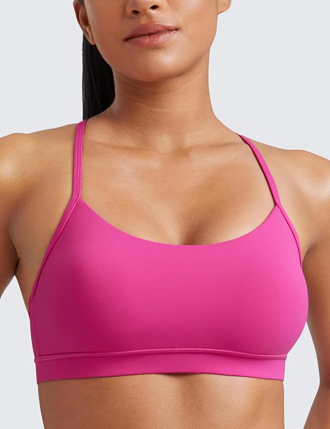 CRZ YOGA Butterluxe Y Back Sports Bras for Women - Padded Racerback Low Impact Spaghetti Thin Strap Workout Yoga Top