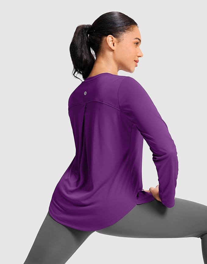 SANTINY Lightweight Long Sleeve Workout Tops for Women Breathable Gym Yoga Athletic Running Hiking Top UPF 50+ Sun Shirts