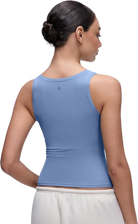 CRZ YOGA Softembrace Scoop Neck Tank Tops for Women - Casual Going Out Soft Double Lined Crop Basic Sleeveless Shirts