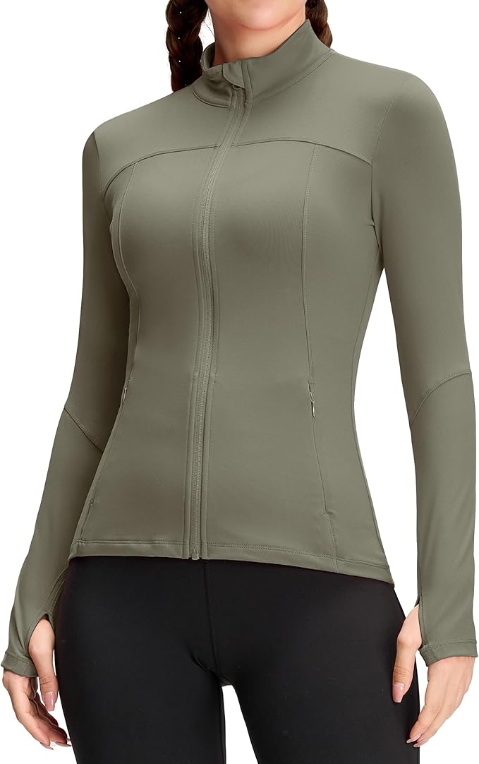 QUEENIEKE Womens Running Jackets Athletic Workout Scrub Jacket Track Full Zip Up Gym for Women Yoga Top