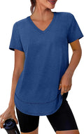XIEERDUO Womens Workout Tops Short Sleeve Shirts Quick Dry Outfits for Hiking Running V Neck S-3XL