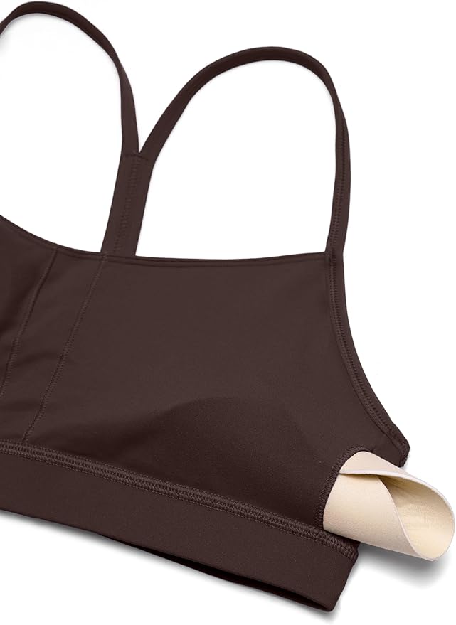 CRZ YOGA Butterluxe Y Back Sports Bras for Women - Padded Racerback Low Impact Spaghetti Thin Strap Workout Yoga Top
