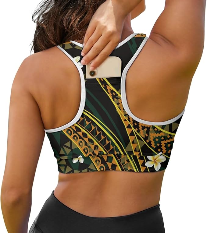 4 Piece Gym Sets Women Racerback Sports Bra with Back Pocket, Matching Flare Yoga Pants And Sweatband