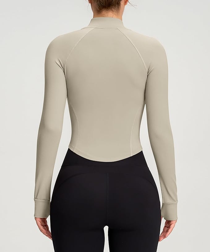 Womens Zip Up Bbl Jacket Lightweight Cropped Athletic Jacket Track Gym Workout Jackets for Running Yoga Hiking
