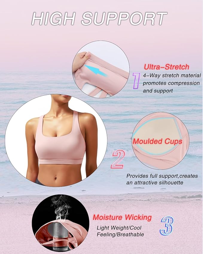 RUNNING GIRL Sports Bras for Women, Molded Cup High Impact Sports Bra Workout Bras for Women High Support Racerback