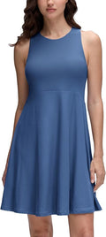 CRZ YOGA Cloudweight Double Layer Midi Dress for Women - Crewneck Flowy Tank Top Sleeveless Outfits for Casual Travel