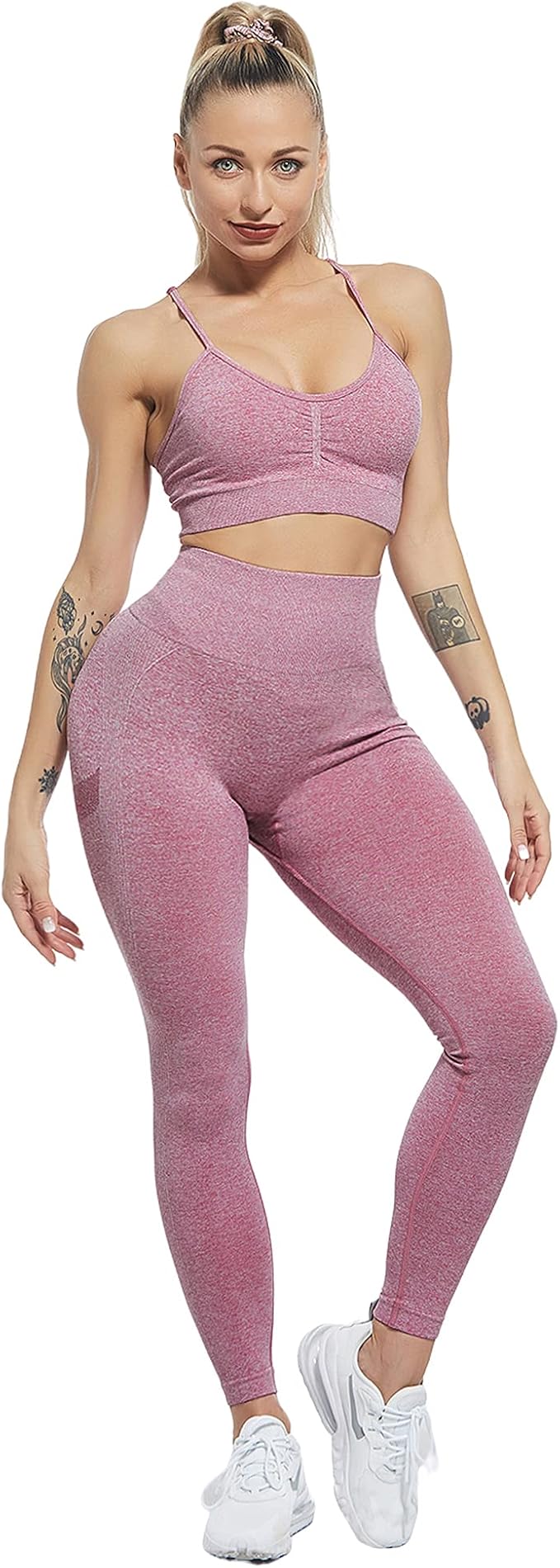 CHRLEISURE Workout Leggings Sets for Women, Gym Scrunch Butt Butt Lifting Seamless Leggings 3 Piece