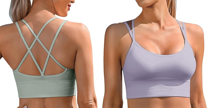 Sykooria 3 Pack Strappy Sports Bra for Women Sexy Crisscross for Yoga Running Athletic Gym Workout Fitness Tank Tops
