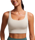 CRZ YOGA Butterluxe U Back Longline Sports Bras for Women - Scoop Neck Padded Yoga Workout Crop Top with Built in Pads