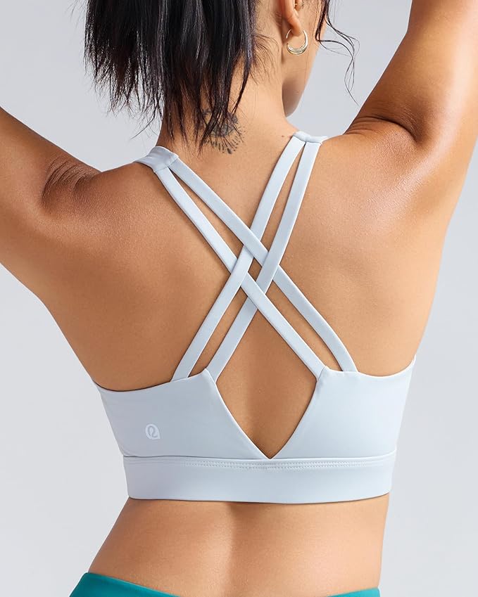 RUNNING GIRL Sports Bra for Women High Support, Molded Cup High Impact Sports Bras with Sewn in Pads Strappy Running Bra