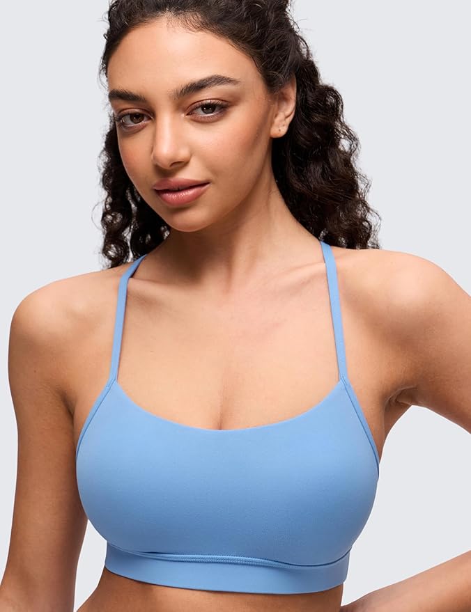 CRZ YOGA Butterluxe Y Back Sports Bras for Women - Padded Racerback Low Impact Spaghetti Thin Strap Workout Yoga Top
