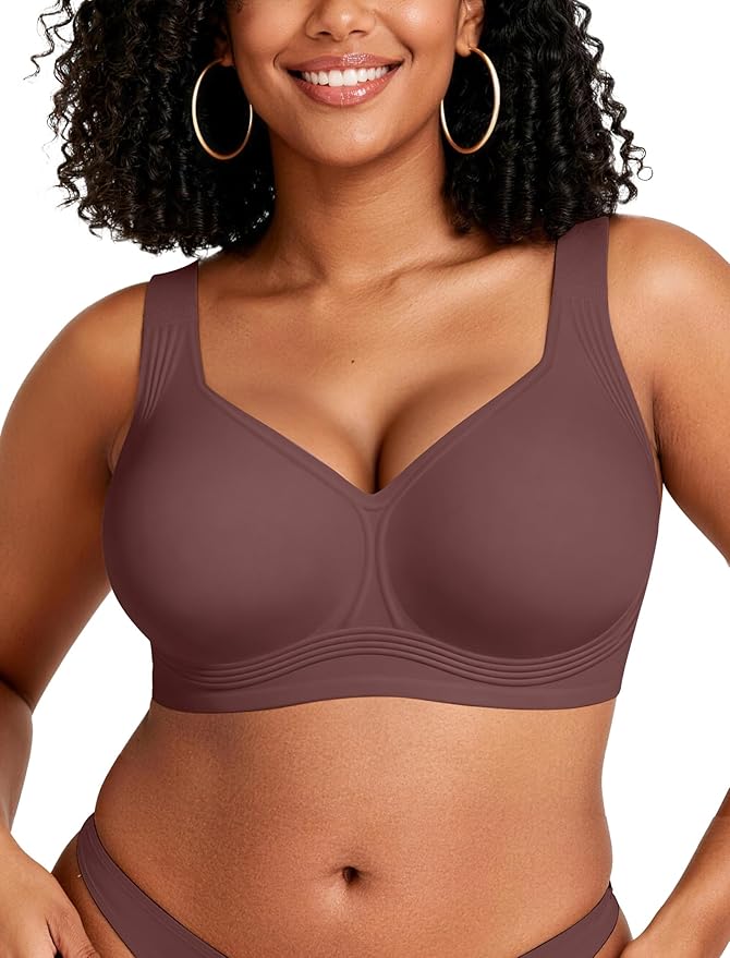 OEAK Womens Wireless Jelly Bra Plus Size Supportive Seamless Bras Full Coverage Push Up Comfortable No Underwire Tshirt Bras