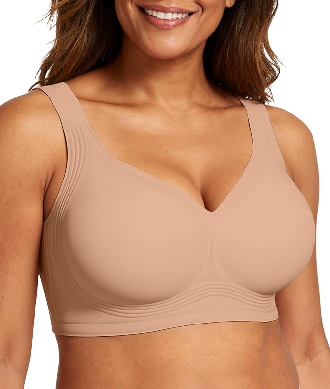 OEAK Womens Wireless Jelly Bra Plus Size Supportive Seamless Bras Full Coverage Push Up Comfortable No Underwire Tshirt Bras
