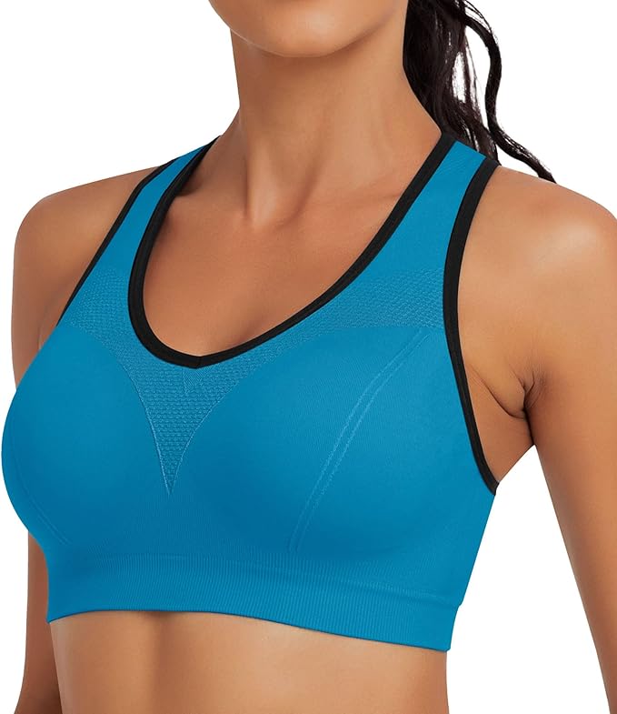Racerback Sports Bras for Women with Pads - High Impact Athletic Tank Tops for Yoga and Workout Brassieres Bra