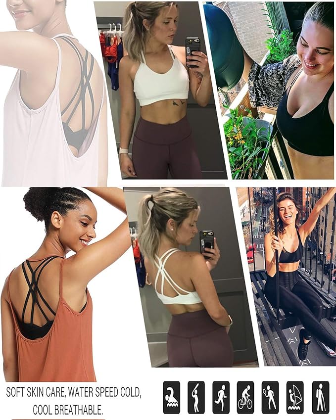RUNNING GIRL Sports Bras for Women,Strappy Crisscross Back Padded Low Impact Running Sports Bra with Removable Cups