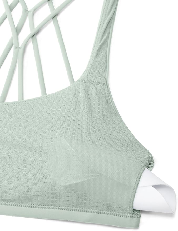 CRZ YOGA Womens Naked Feeling Criss Cross Sports Bra - Strappy Back Padded Medium Support Wireless Gym Cami Workout Yoga