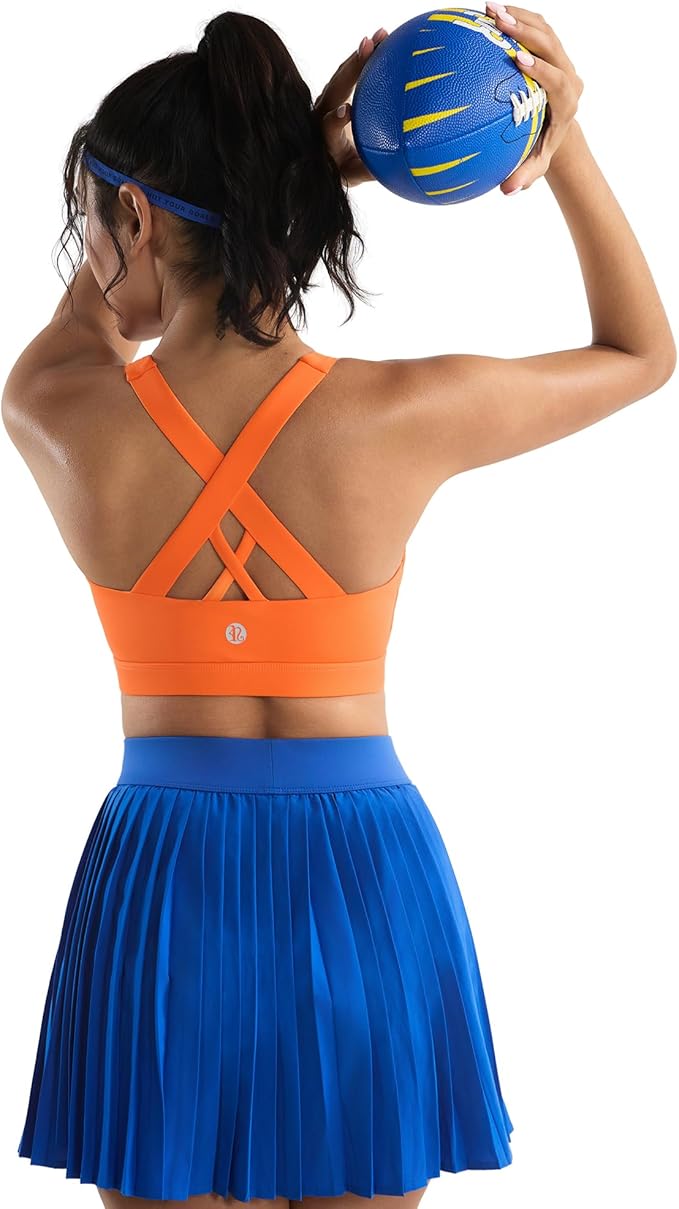 RUNNING GIRL Sports Bras for Women,Padded Strappy Sports Bras Criss-Cross Back Medium Support Sports Bras with Removable Cups