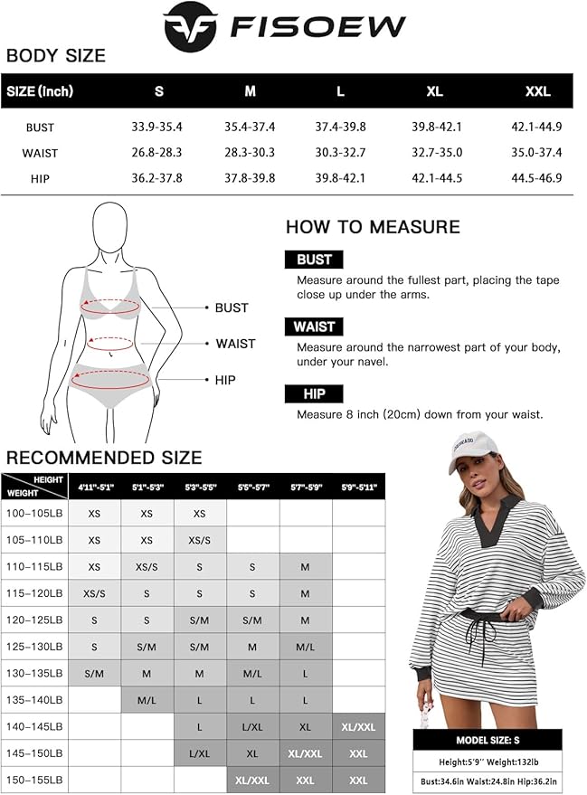 Fisoew Womens Striped 2 Piece Outfits Casual Sweatshirt Skirt Set Long Sleeve Skort Workout Set Matching Lounge Sets