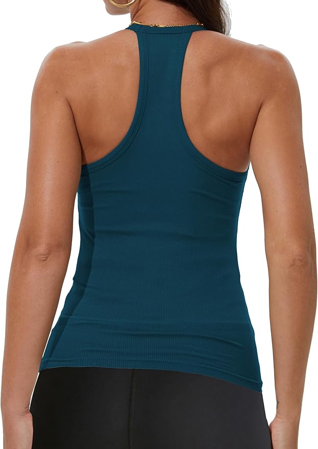 iGENJUN Workout Tops for Women Racerback Basic Tank Summer 2026 Camisole V Neck Slim Fit Ribbed Sleeveless