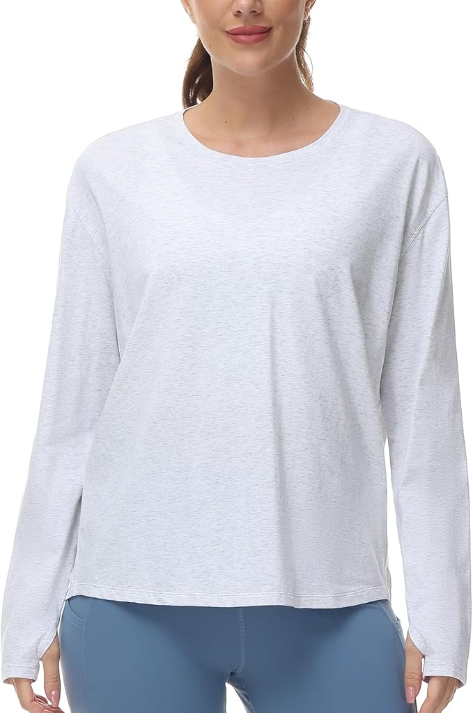 THE GYM PEOPLE Women's Long Sleeve Workout Shirts Back Loose Fit Running Tee Tops with Thumb Hole