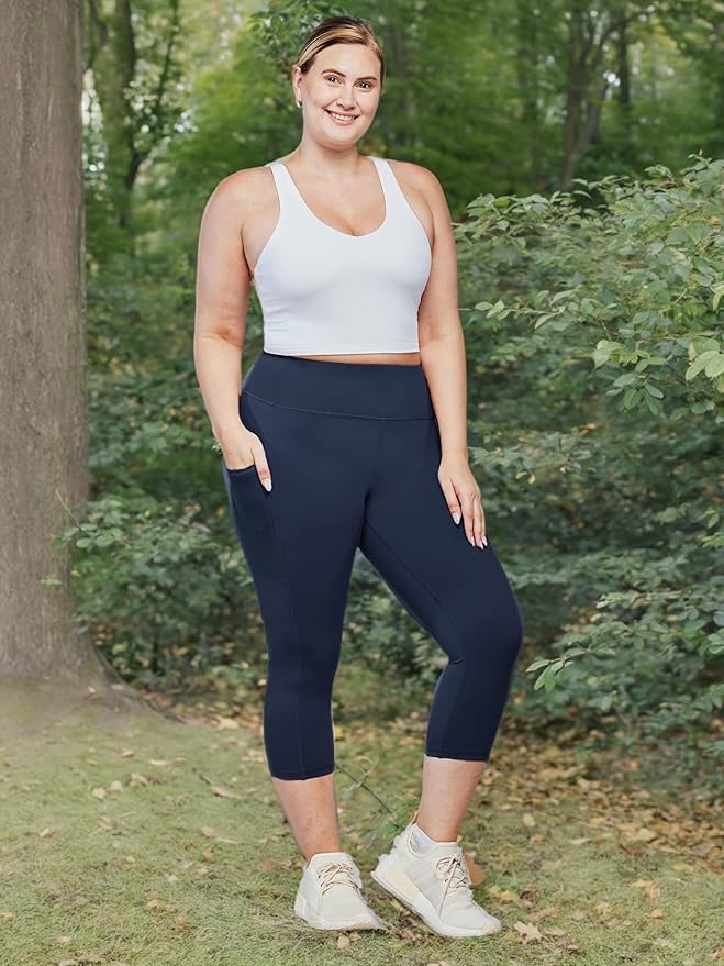 Stelle Women's Capri Yoga Pants with Pockets Essential High Waisted Leggings for Workout