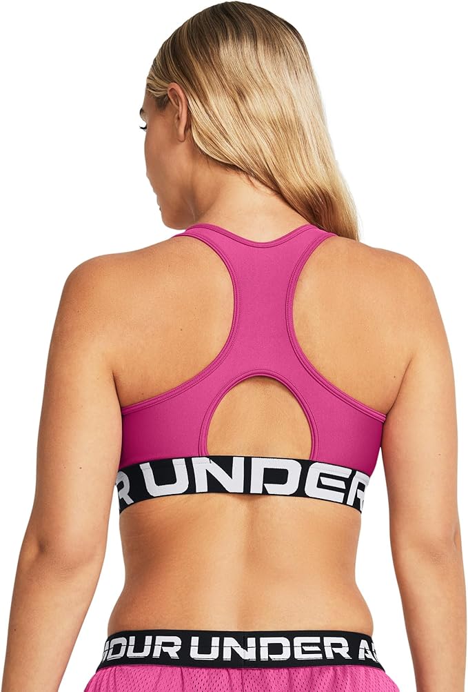 Under Armour Womens HeatGear Authentics Mid Impact Branded Sports Bra