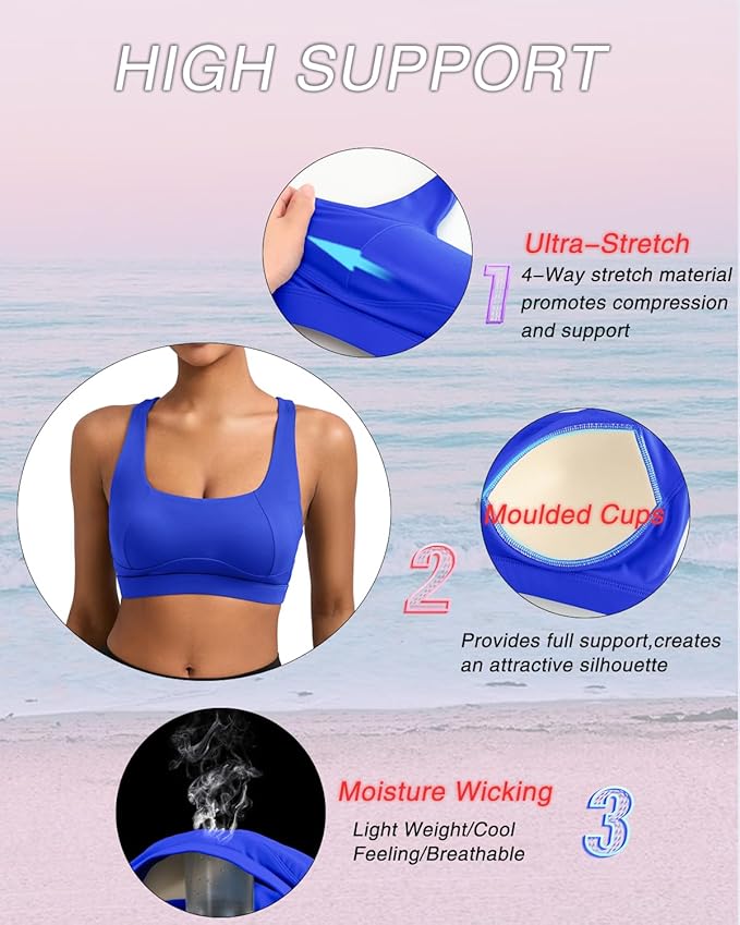 RUNNING GIRL Sports Bras for Women, Molded Cup High Impact Sports Bra Workout Bras for Women High Support Racerback