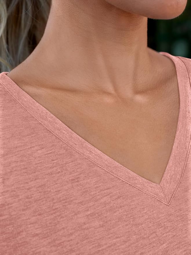 AUTOMET T-Shirts Short Sleeve V Neck Tees Tops for Women Fashion Trendy Lightweight Soft Casual Summer Outfits Clothes 2026