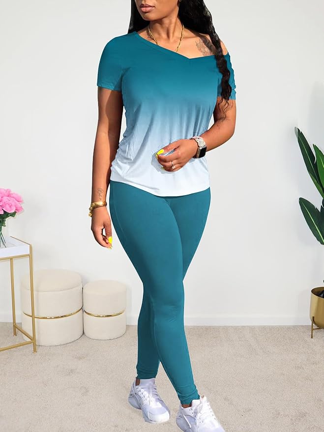 Lounge Sets for Women 2 Piece Summer Casual Jogger Workout Outfits Short Tops Long Pant Sweat suit leggings set
