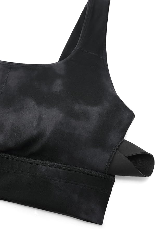 CRZ YOGA Butterluxe U Back Longline Sports Bras for Women - Scoop Neck Padded Yoga Workout Crop Top with Built in Pads
