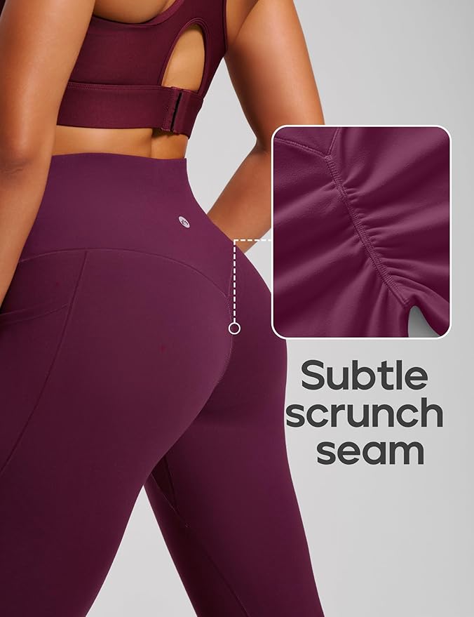 Heathyoga Scrunch Butt Lifting Leggings with Pockets for Women Tummy Control Compression Leggings No Front Seam Yoga Pants