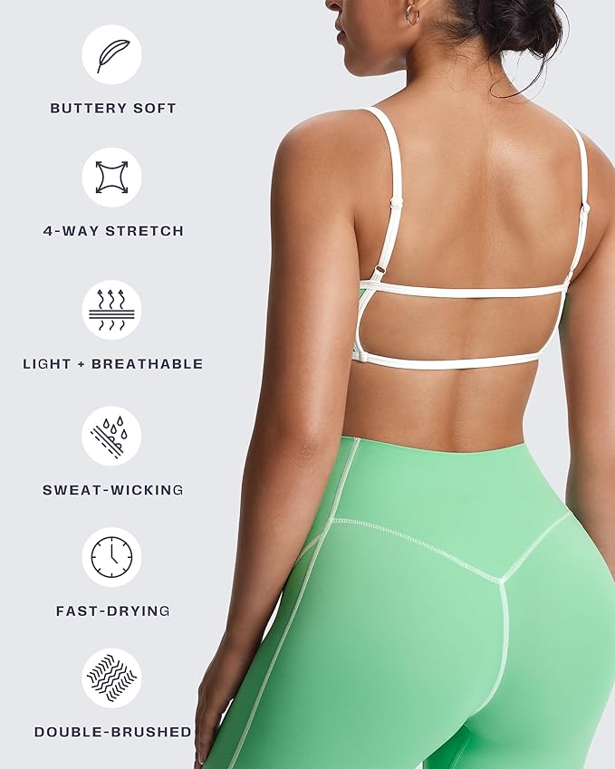 Aoxjox Women's Color Block Workout Sports Bras Fitness Lexi Lined Strappy Bra Athletic Yoga Crop Tank