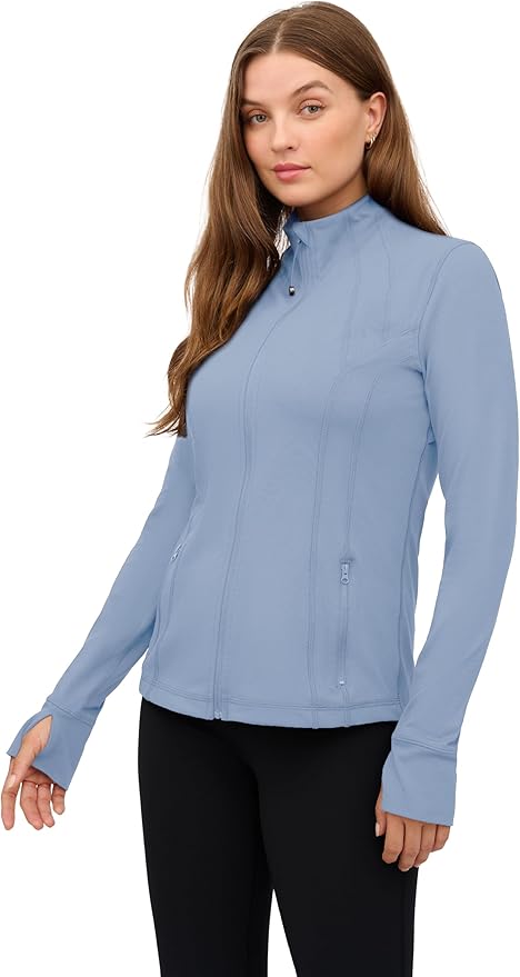 90 Degree By Reflex Full Zip Running Track Jacket Lightweight Athletic Slim Fit Jacket with Thumbholes