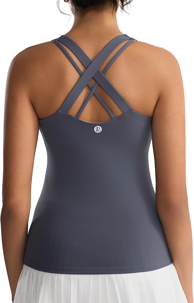 RUNNING GIRL Tank top with Built in Bra for Women,Compression Shirts Crisscross Back Workout Yoga Tops