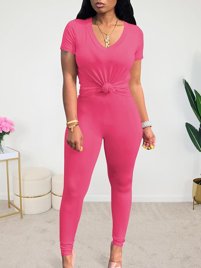Lounge Sets for Women 2 Piece Summer Casual Jogger Workout Outfits Short Tops Long Pant Sweat suit leggings set
