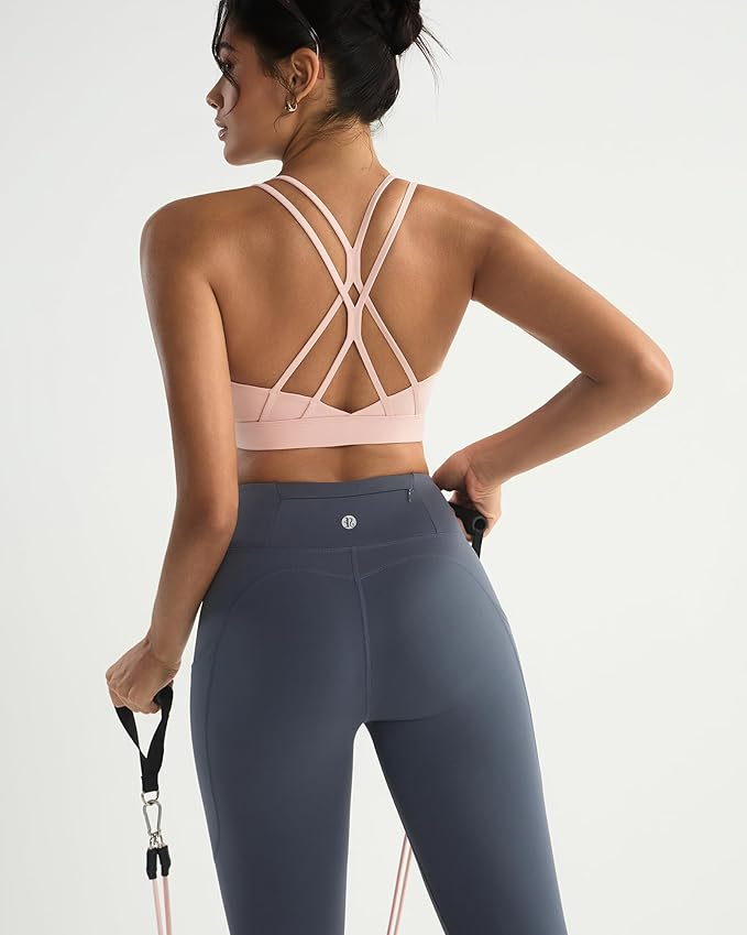 RUNNING GIRL Sports Bras for Women,Strappy Crisscross Back Padded Low Impact Running Sports Bra with Removable Cups