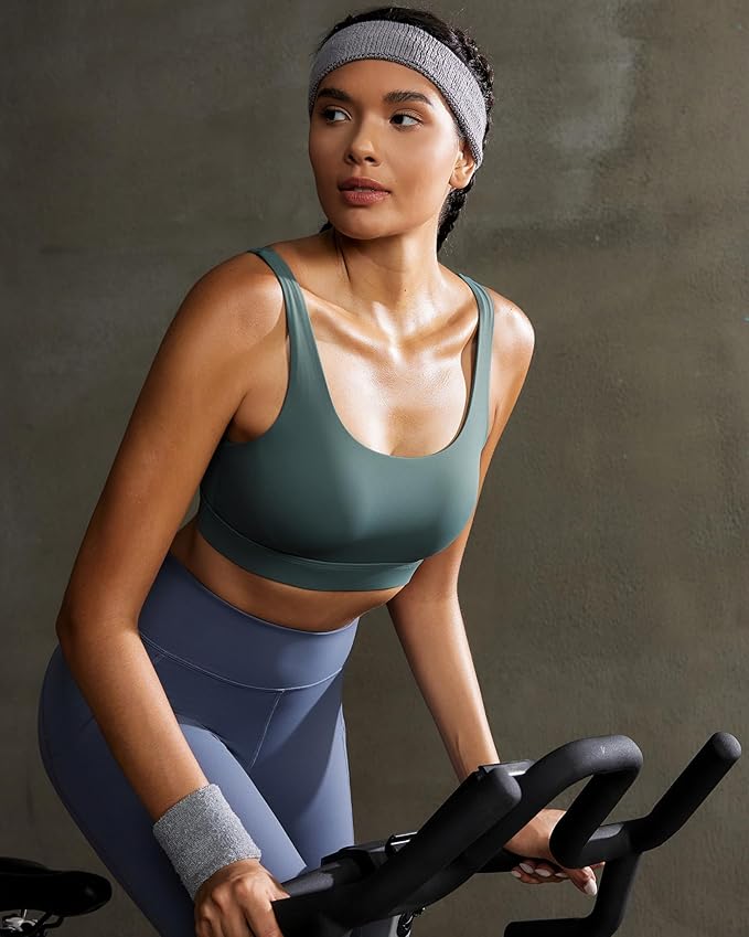 RUNNING GIRL Sports Bra for Women High Support, Molded Cup High Impact Sports Bras with Sewn in Pads Workout Running Bra