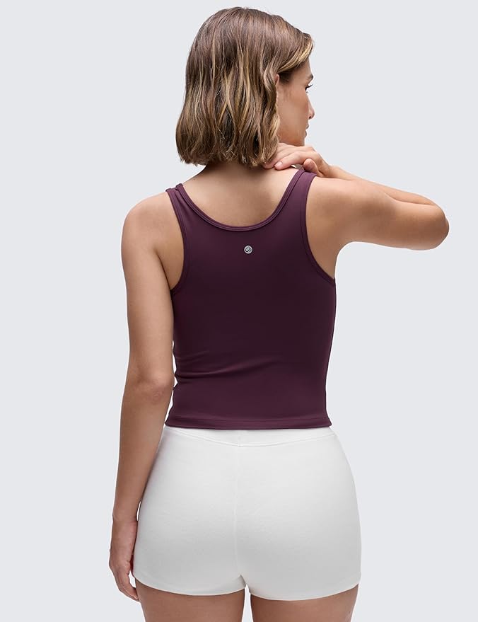 CRZ YOGA Butterluxe Double Lined Tank Tops for Women - Workout Casual Scoop Neck Racerback Crop Sleeveless Shirt