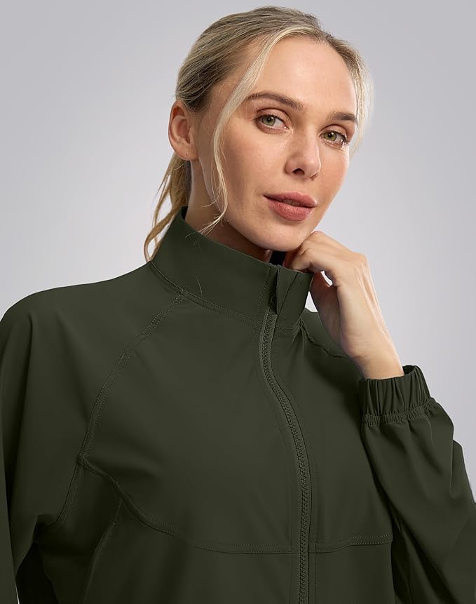 Soothfeel Women's Athletic workout Jacket Lightweight UPF 50+ Long Sleeve Sun Protection Shirts Zip Up Cropped Hiking Tops