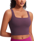CRZ YOGA Butterluxe Square Neck Crop Tank Tops for Women - Workout Longline Sports Bras Padded Yoga Camisole