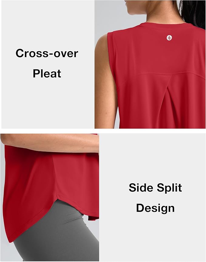 SANTINY Women's Sleeveless Workout Tops Breathable Lightweight Active Tennis Yoga Shirts Athletic Running Tank Tops for Women