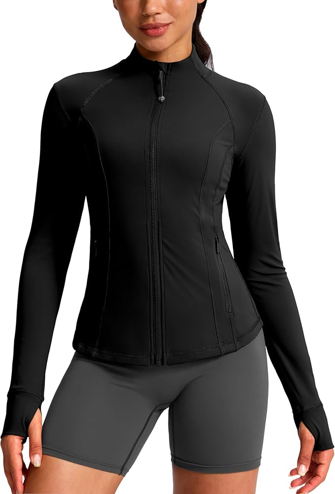 G Gradual Women's Workout Jackets Extended Waist Length Slim Full Zip 4 Pockets Athletic Jacket Spring Running Yoga Clothes