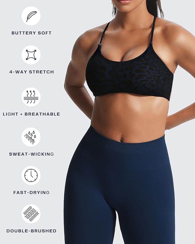 Aoxjox Women's Workout Sports Bras Fitness Trinity Ivy Low Impact Bra Yoga Crop Tank