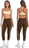 ABOCIW Womens Color Block Workout Sets Racerback Tank Top High Waist Leggings Gym Set Yoga Pilates Outfits