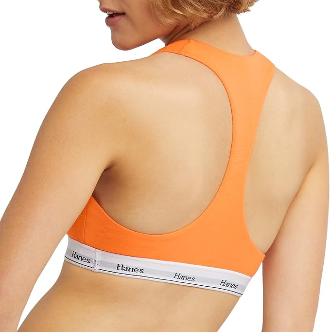 Hanes Women's Originals Racerback Bralette Pack, Breathable Stretch Cotton Bras, 2-Pack