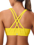 Women's Strappy Sports Bras Light Compression Crop Criss Cross Back Padded Workout Yoga Bra Supportive U Neckline