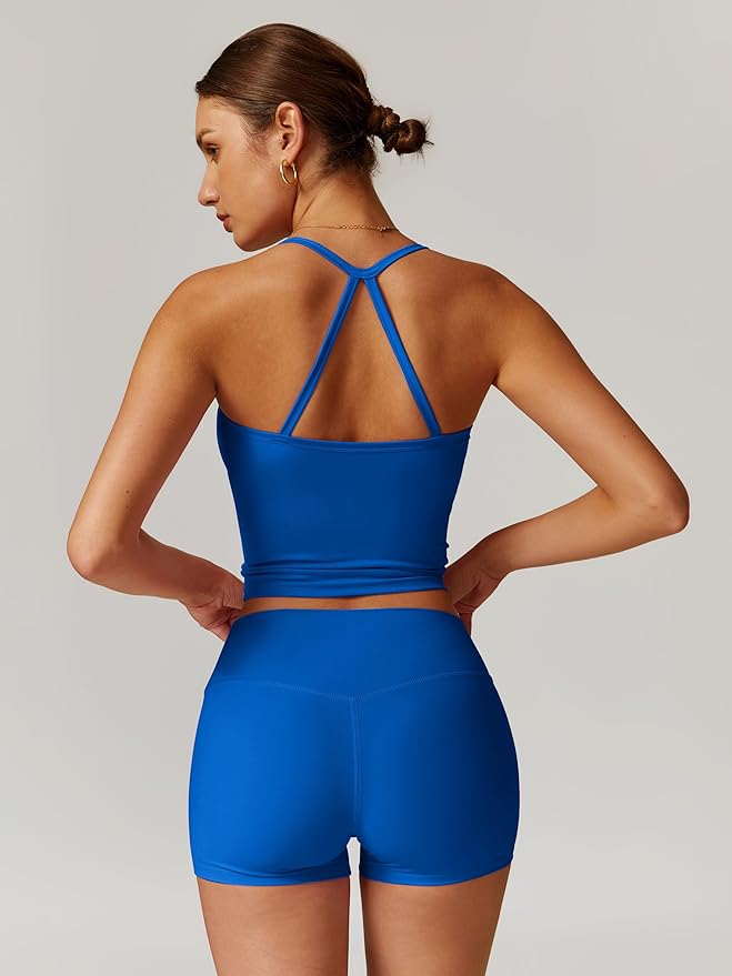 IMEKIS Women's Workout Sets 2 Piece Yoga Outfit High Waisted Biker Shorts Leggings Sports Bra Gym Fitness Clothes Tracksuit