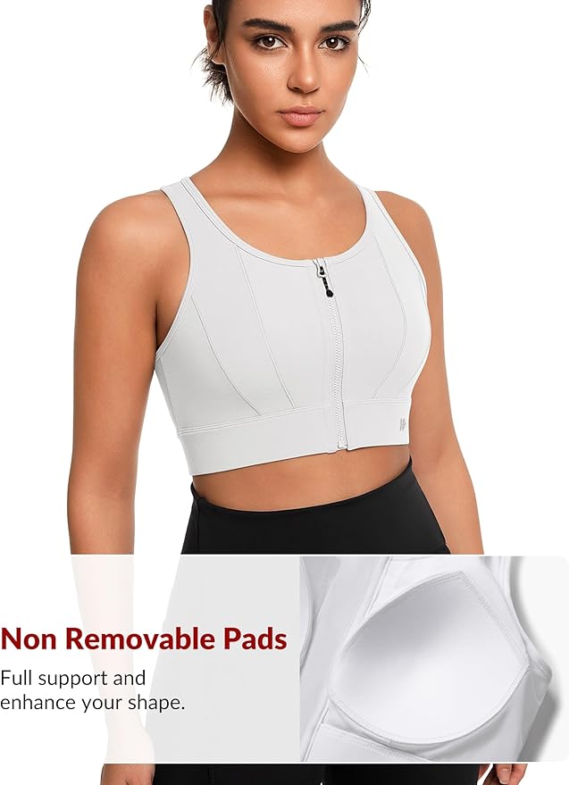 Yvette Front Closure Sports Bras for Women High Support Large Bust Supportive Sports Bra High Impact for Running