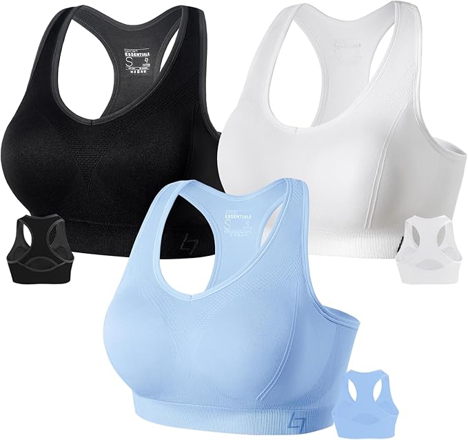 FITTIN Racerback Sports Bras for Women - Padded Comfortable Seamless Support for Yoga Workout Gym - for Plus Size Large Bust